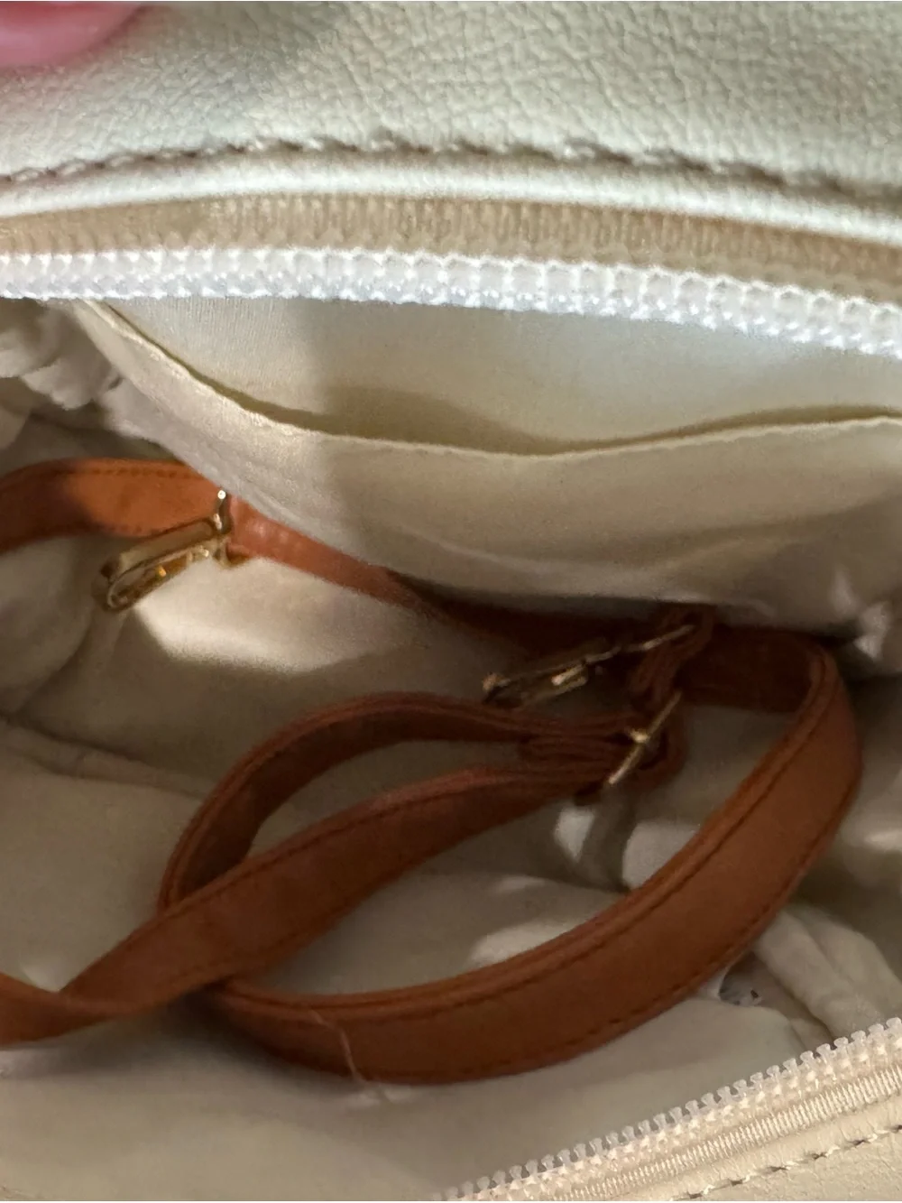 Ecosusi White & Tan Mini Backpack with Bow Accent